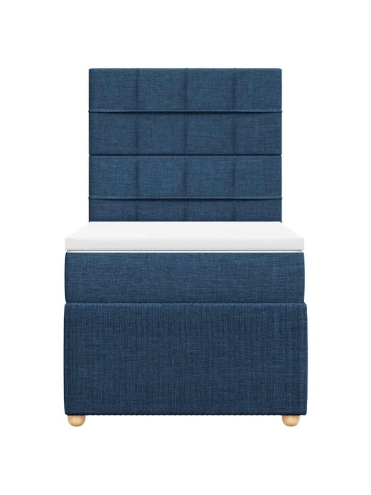 Box spring postel s matrací modrá 100 x 200 cm textil