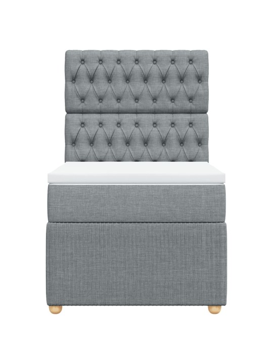 Box spring postel s matrací světle šedý 100 x 200 cm textil