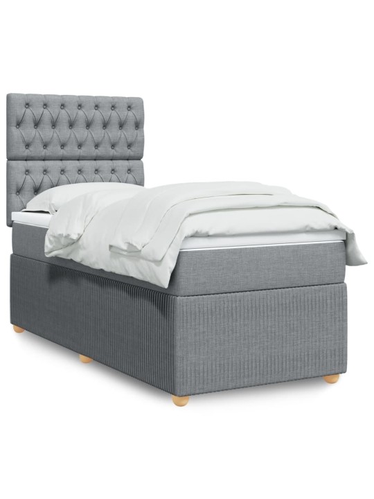 Box spring postel s matrací světle šedý 100 x 200 cm textil