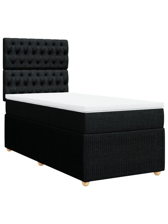 Box spring postel s matrací černá 100 x 200 cm textil
