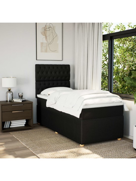 Box spring postel s matrací černá 100 x 200 cm textil