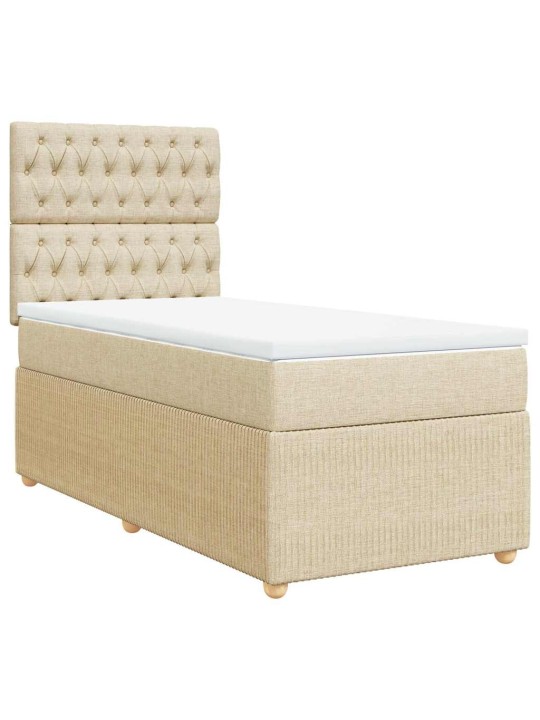Box spring postel s matrací krémová 100 x 200 cm textil