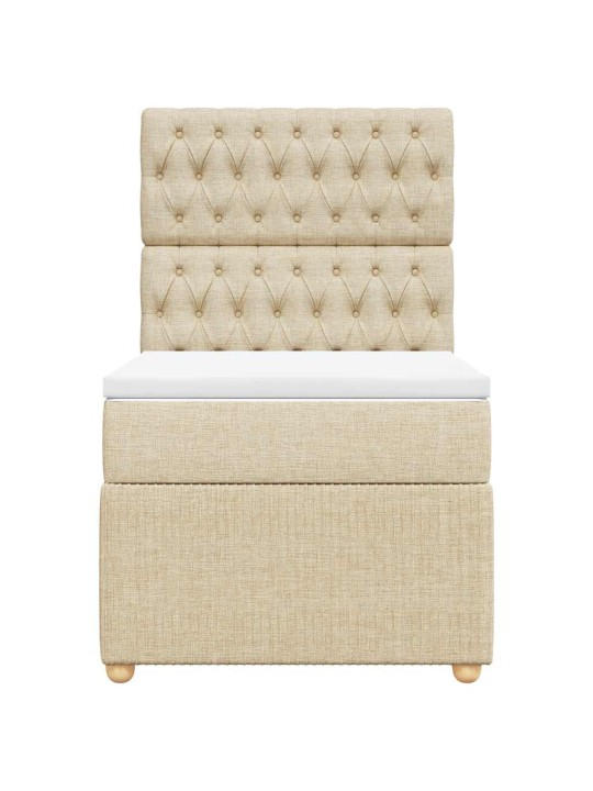 Box spring postel s matrací krémová 100 x 200 cm textil
