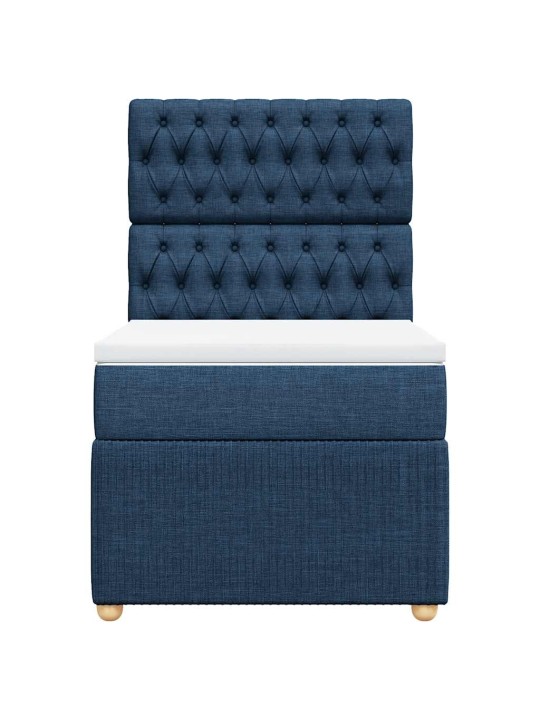 Box spring postel s matrací modrá 100 x 200 cm textil