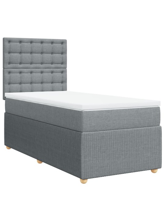 Box spring postel s matrací světle šedý 100 x 200 cm textil