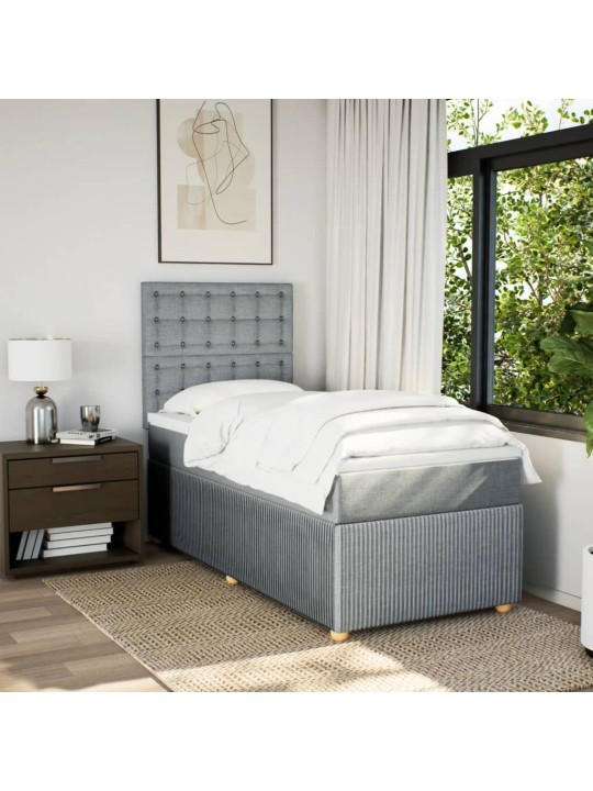 Box spring postel s matrací světle šedý 100 x 200 cm textil