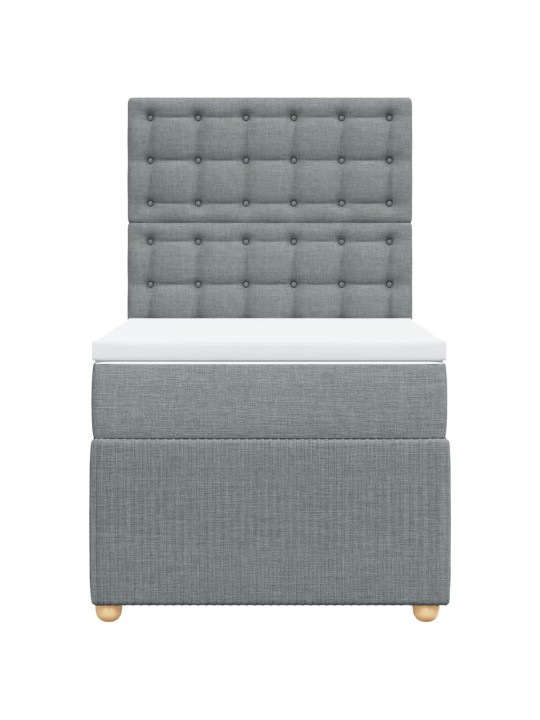 Box spring postel s matrací světle šedý 100 x 200 cm textil