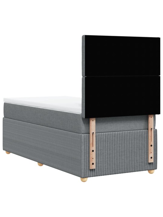 Box spring postel s matrací světle šedý 100 x 200 cm textil