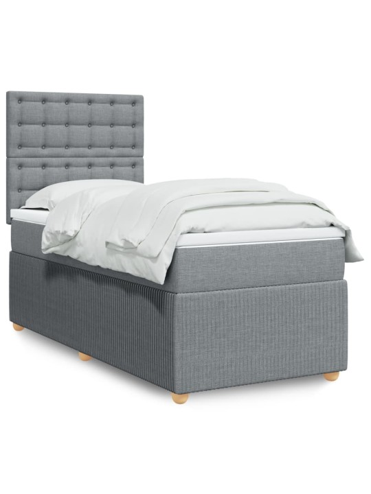 Box spring postel s matrací světle šedý 100 x 200 cm textil