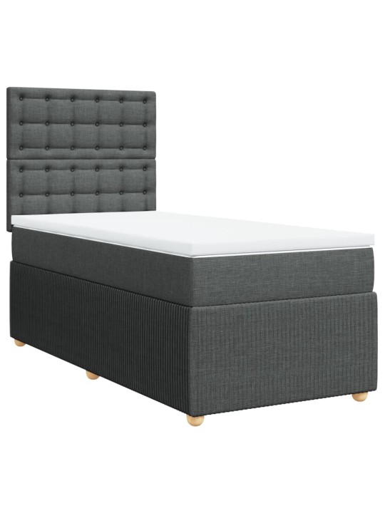 Box spring postel s matrací tmavě šedá 100 x 200 cm textil