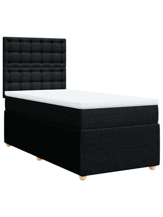 Box spring postel s matrací černá 100 x 200 cm textil