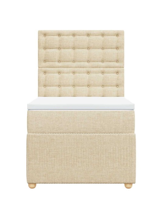 Box spring postel s matrací krémová 100 x 200 cm textil