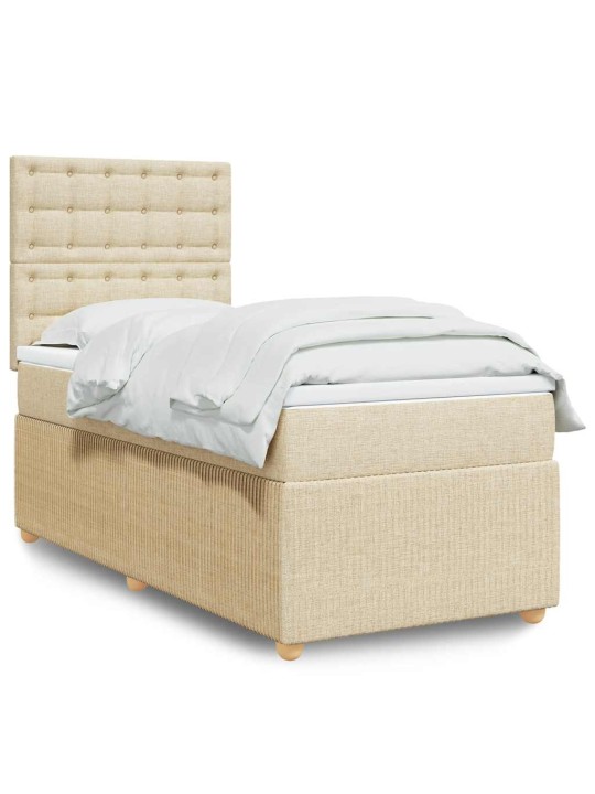 Box spring postel s matrací krémová 100 x 200 cm textil