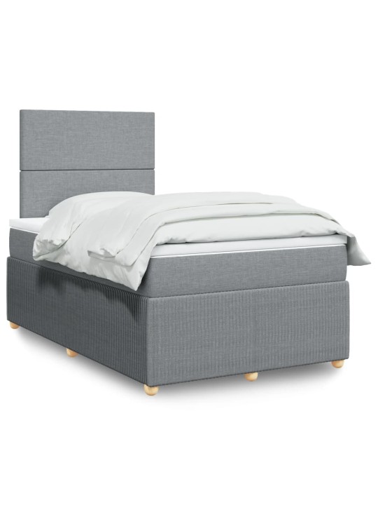 Box spring postel s matrací světle šedá 120x190 cm textil