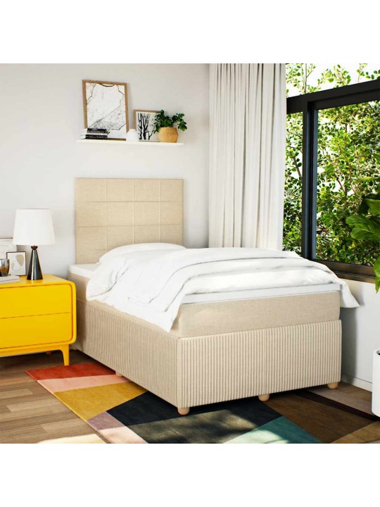 Box spring postel s matrací krémová 120x190 cm textil