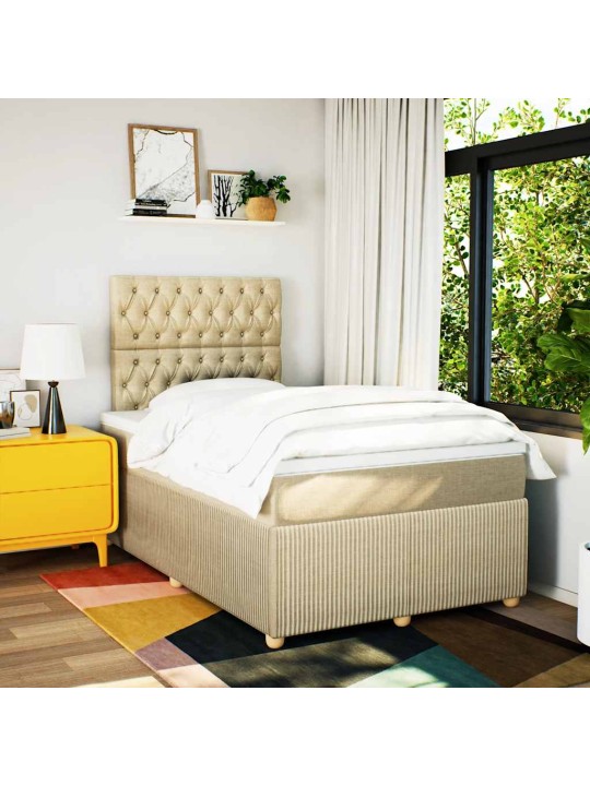 Box spring postel s matrací krémová 120x190 cm textil