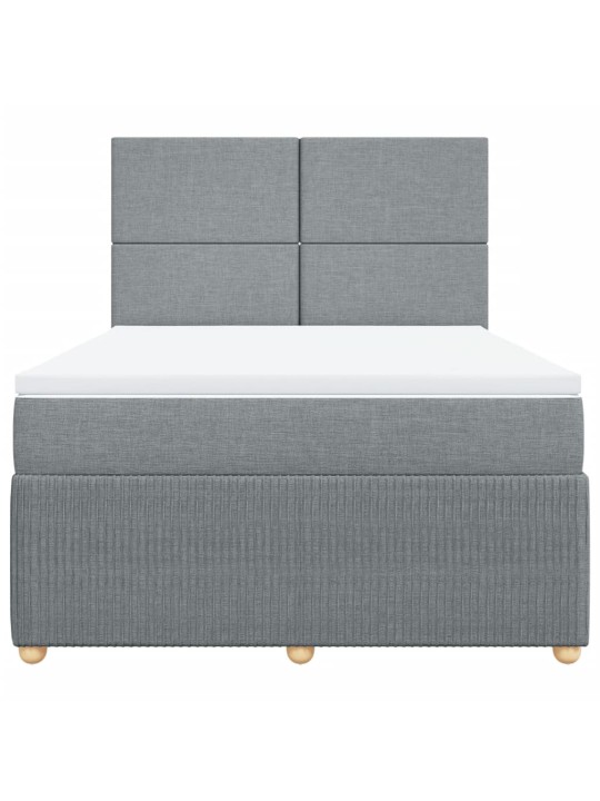 Box spring postel s matrací světle šedá 140 x 190 cm textil