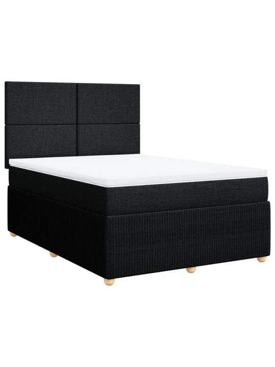 Box spring postel s matrací černá 140 x 190 cm textil
