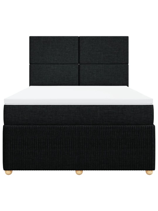 Box spring postel s matrací černá 140 x 190 cm textil