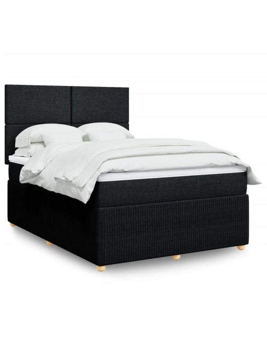 Box spring postel s matrací černá 140 x 190 cm textil