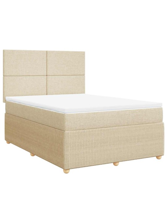 Box spring postel s matrací krémová 140x190 cm textil