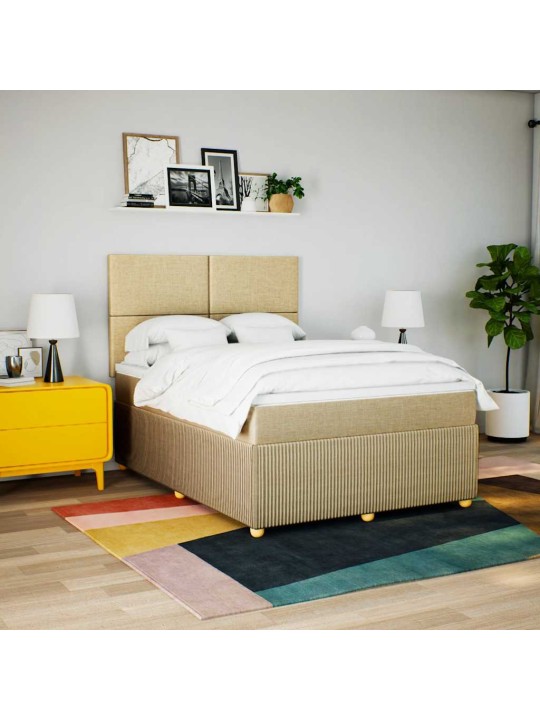 Box spring postel s matrací krémová 140x190 cm textil