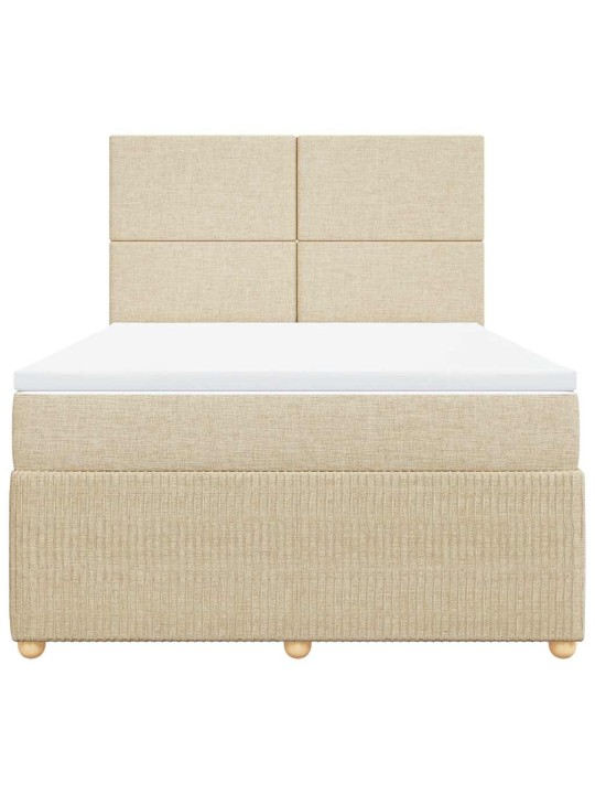 Box spring postel s matrací krémová 140x190 cm textil