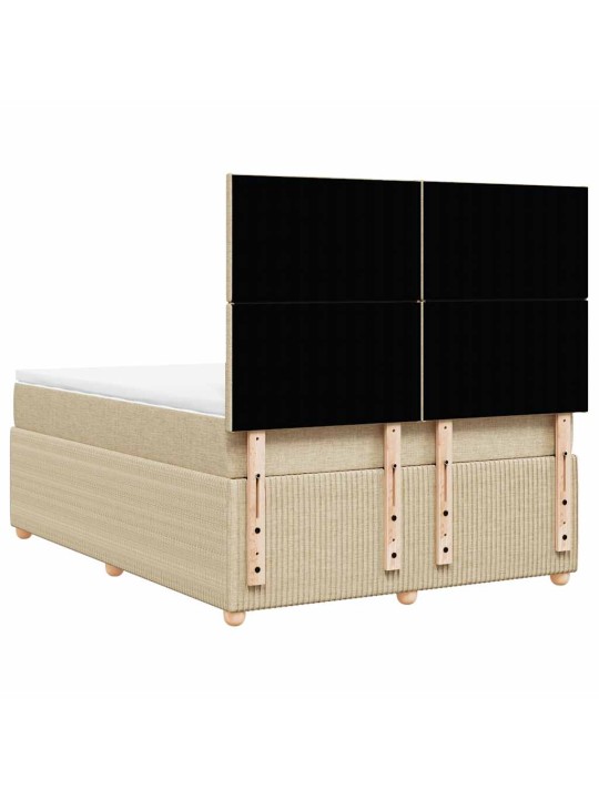 Box spring postel s matrací krémová 140x190 cm textil