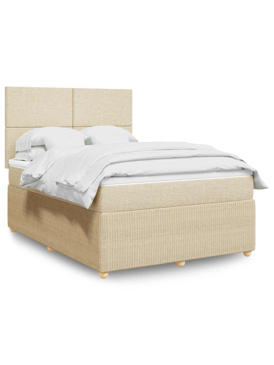 Box spring postel s matrací krémová 140x190 cm textil