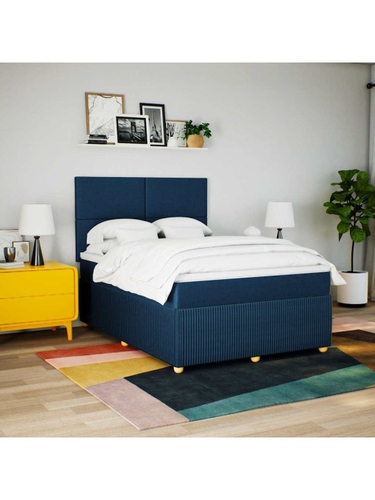 Box spring postel s matrací modrá 140x190 cm textil