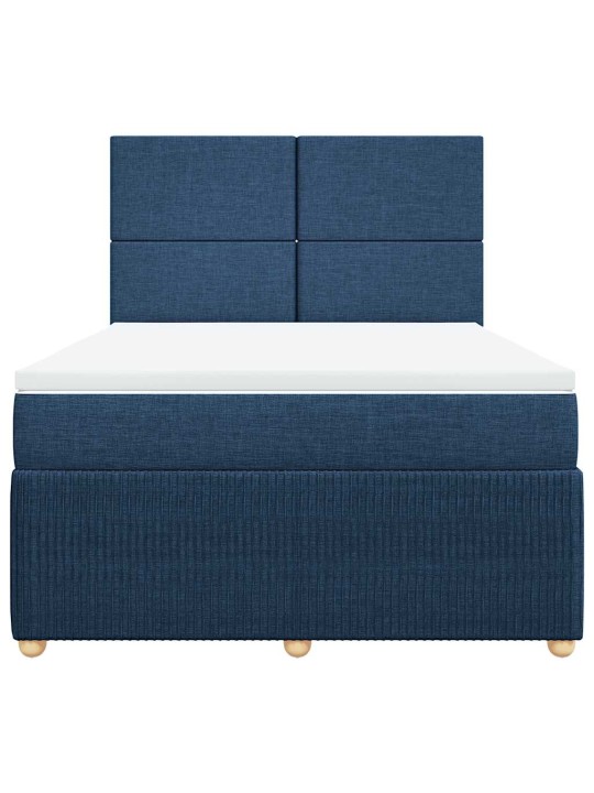 Box spring postel s matrací modrá 140x190 cm textil