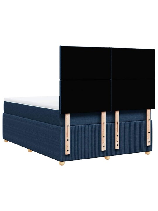 Box spring postel s matrací modrá 140x190 cm textil