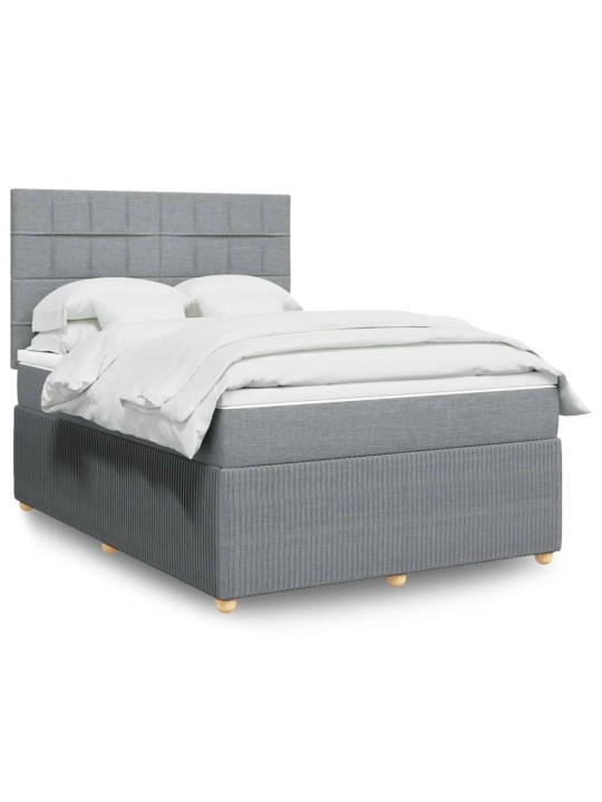 Box spring postel s matrací světle šedá 140 x 190 cm textil