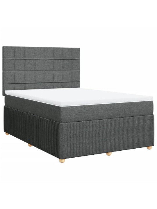 Box spring postel s matrací tmavě šedý 140 x 190 cm textil