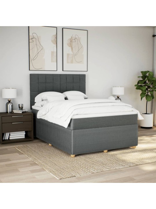 Box spring postel s matrací tmavě šedý 140 x 190 cm textil
