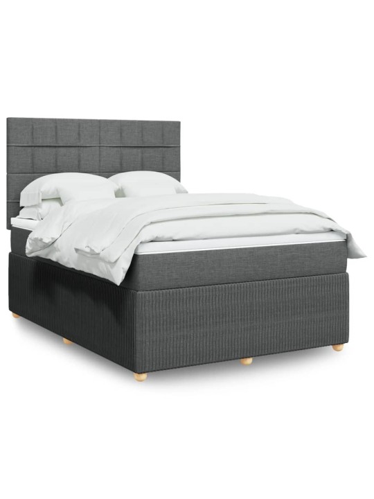 Box spring postel s matrací tmavě šedý 140 x 190 cm textil