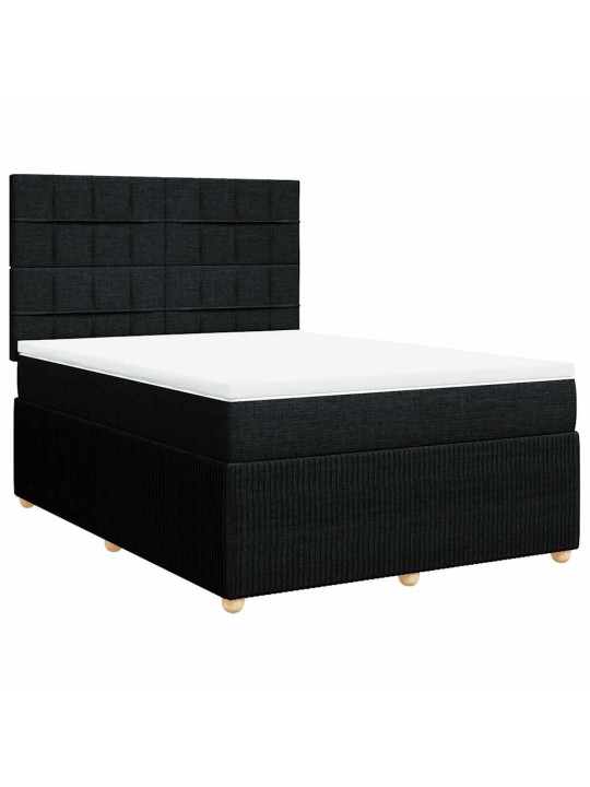 Box spring postel s matrací černá 140 x 190 cm textil