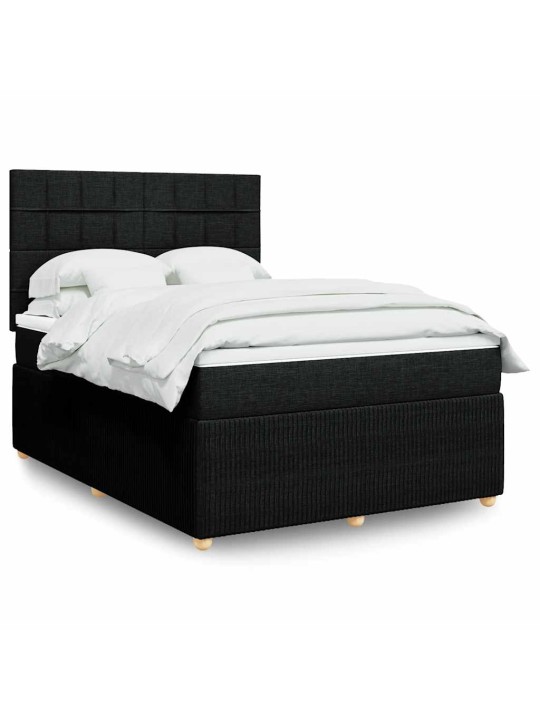 Box spring postel s matrací černá 140 x 190 cm textil