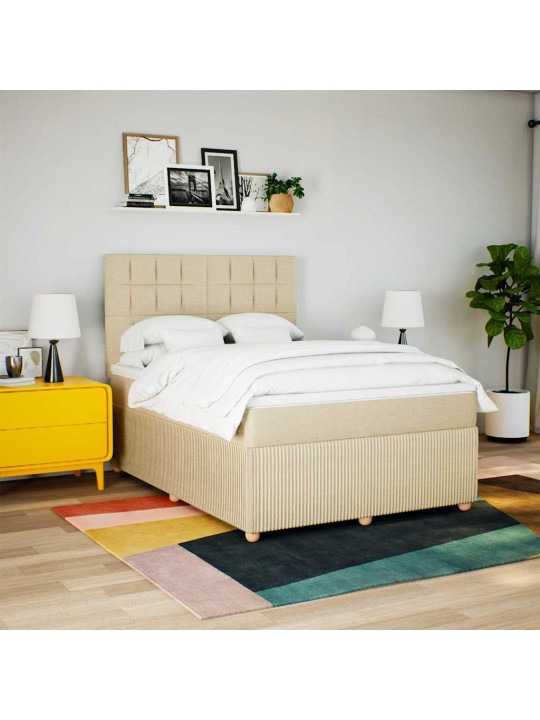 Box spring postel s matrací krémová 140x190 cm textil