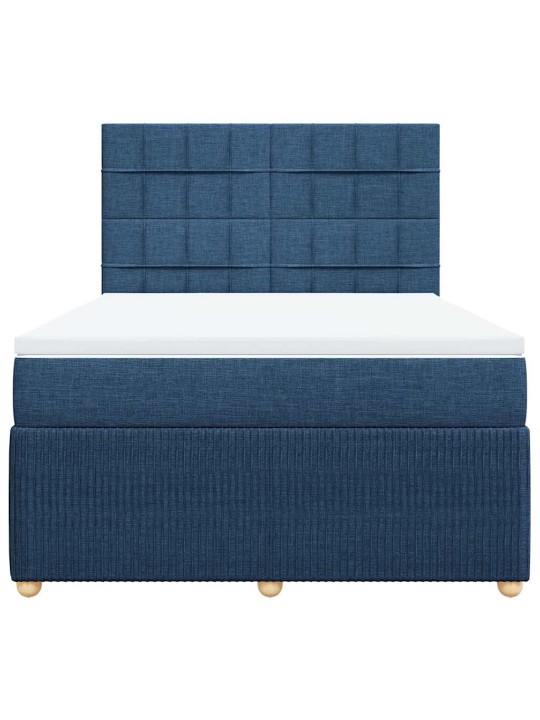 Box spring postel s matrací modrá 140x190 cm textil