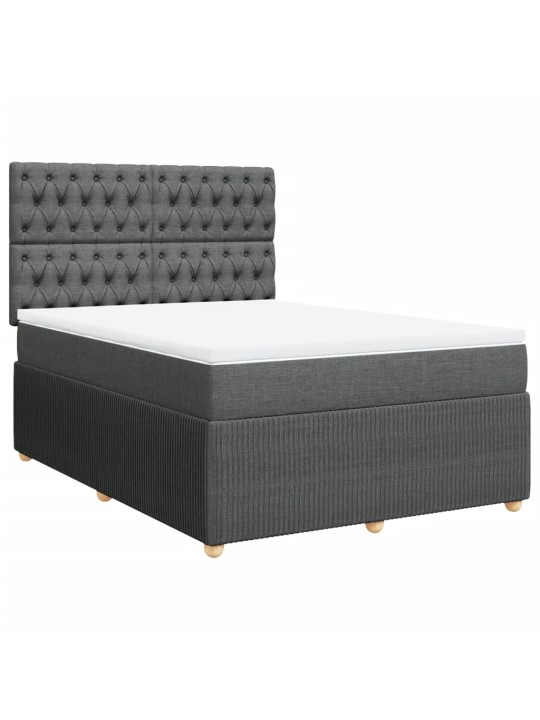 Box spring postel s matrací tmavě šedý 140 x 190 cm textil