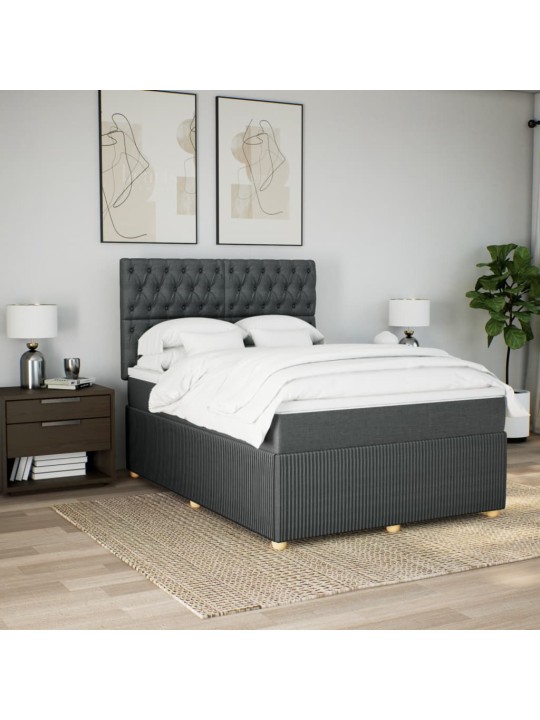 Box spring postel s matrací tmavě šedý 140 x 190 cm textil
