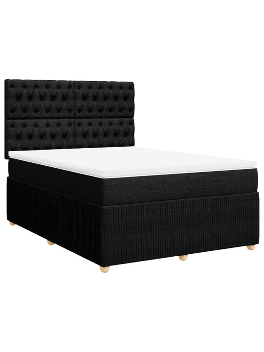 Box spring postel s matrací černá 140 x 190 cm textil