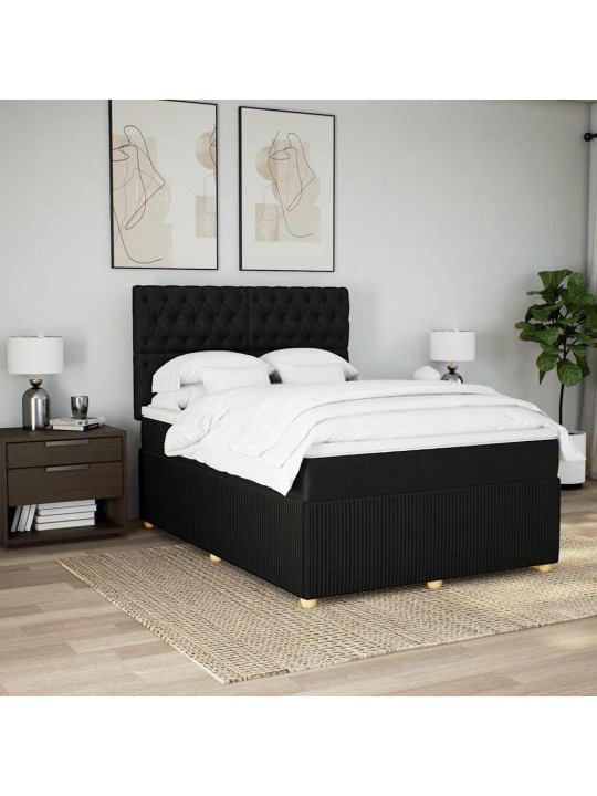Box spring postel s matrací černá 140 x 190 cm textil