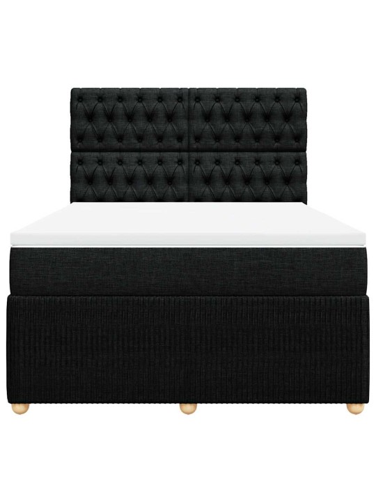 Box spring postel s matrací černá 140 x 190 cm textil