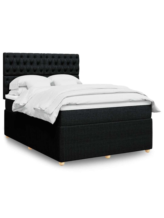 Box spring postel s matrací černá 140 x 190 cm textil