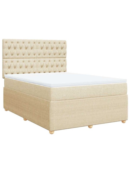 Box spring postel s matrací krémová 140x190 cm textil