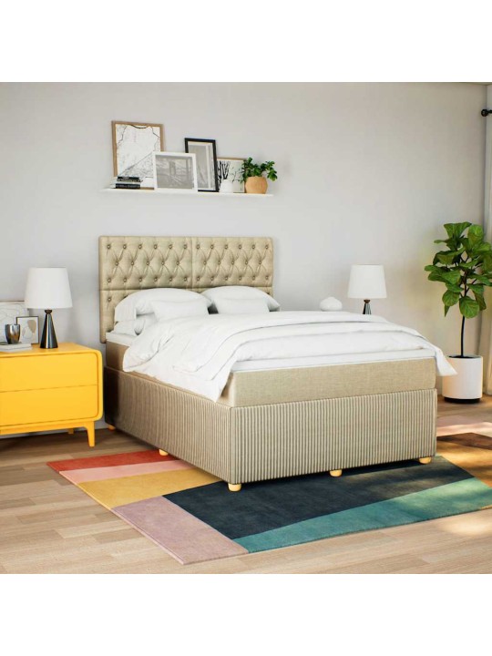 Box spring postel s matrací krémová 140x190 cm textil