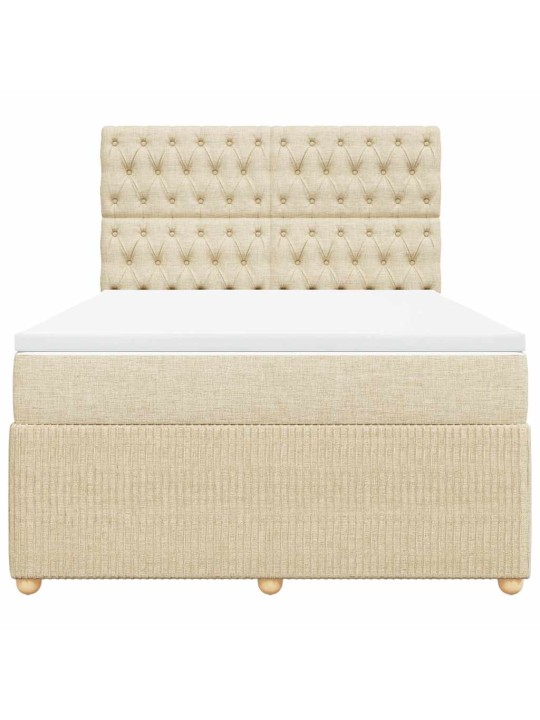 Box spring postel s matrací krémová 140x190 cm textil