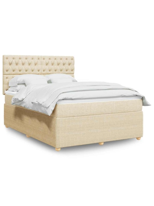 Box spring postel s matrací krémová 140x190 cm textil
